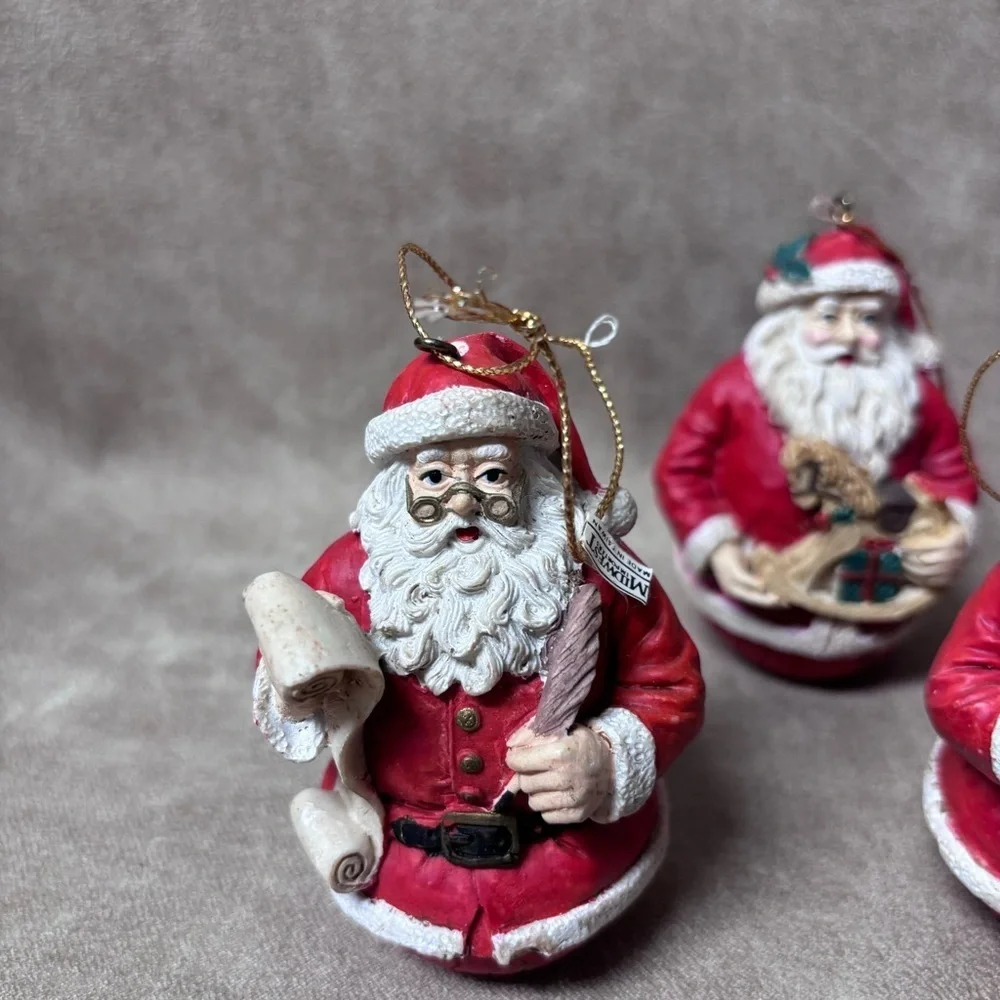 Lot of (6) VTG Jaimy Santa Claus Christmas Tree Hanging Ornament Round Bottom